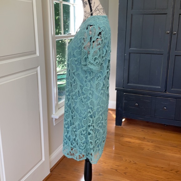 NWOT She + Sky Teal Lace Short Sleeve Sheath Dress - Picture 5 of 9